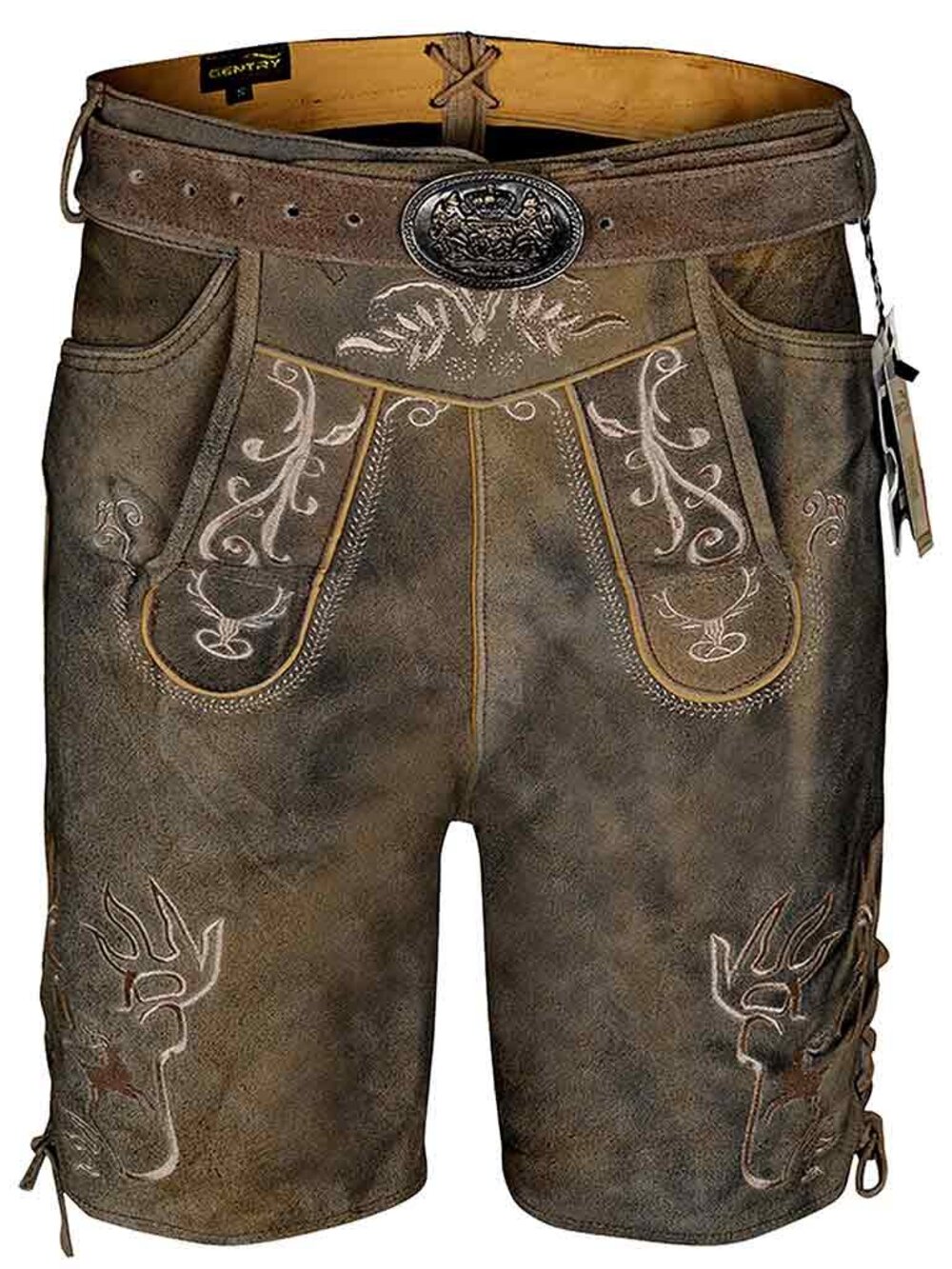 Mens Oktoberfest Outfit Suede Lederhosen Klose Style with Belt Bavarian German